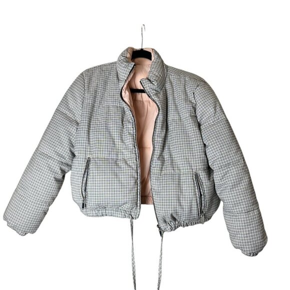 REVERSIBLE American Eagle Cropped Puffer Coat Jacket Size Small - Picture 1 of 14